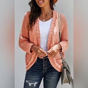 Cable Knit Open front Cardigan size Large